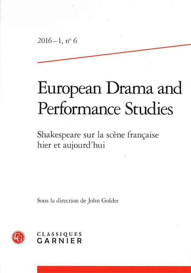 livre European Drama and Performance Studies n°6 en français